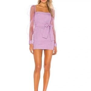 LOVERS + FRIENDS Revolve Eye Candy Lilac Purple Organza Sleeve Mini Dress Size S